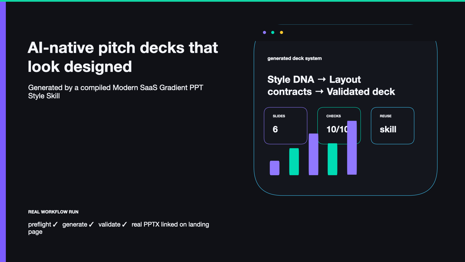 Real Modern SaaS Gradient deck generated by PPT Forge workflow